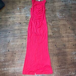 Venus ruched red knit S vacationcore stretchy maxi dress